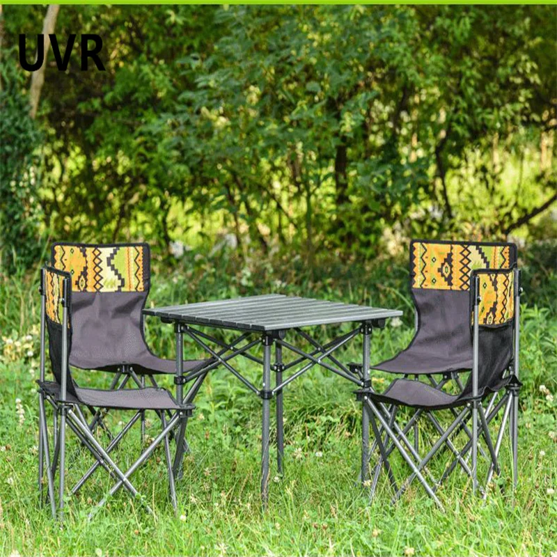 UVR Folding Camping Table and Chairs Beach Five-piece Family Travel Portable Omelet Table Outdoor Folding Table and Chairs Set