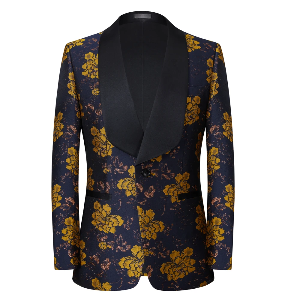 

Мужской цветочный жаккардовый блейзер для выпускного вечера для мужчин африканская мода приталенный силуэт с шалью лацканами мужской костюм пиджак для свадьбы смокинг для жениха