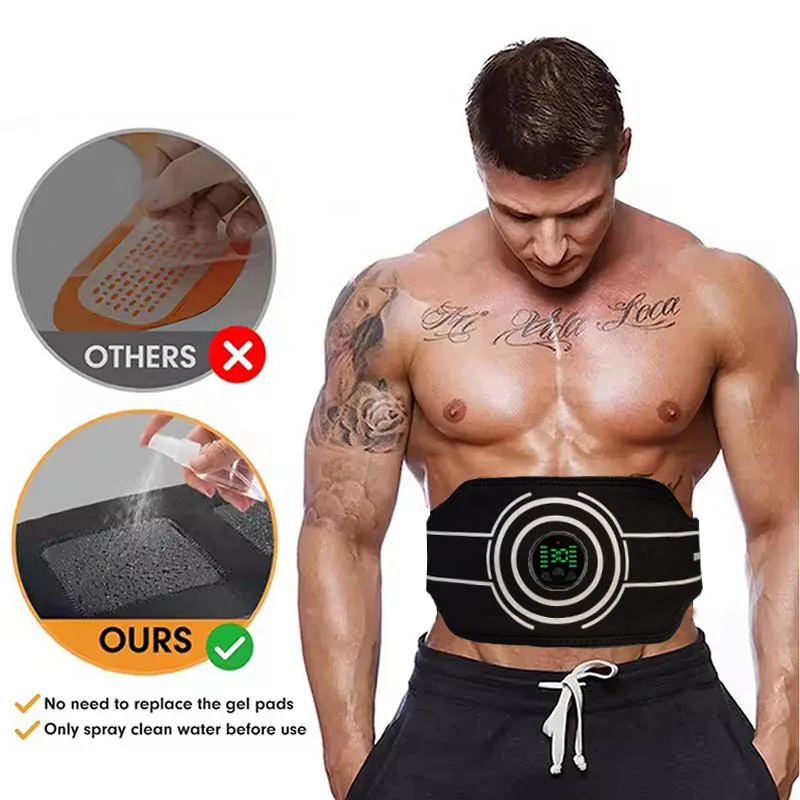116cm Electric Muscle Stimulation Abdominal Toning Belts Waist Massager EMS Muscle Toner Body Weight Loss Fitness Equiment USB