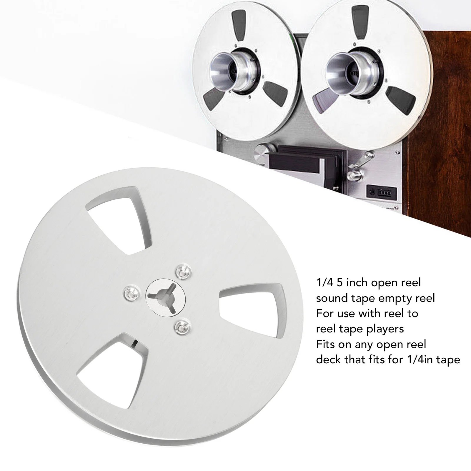 1/4 5 Inch Empty Tape Reel, Empty Winding Reel Improves Sound Quality  Aluminum Alloy High Strength 3 Hole Reel to Reel Tape Player (Gold)