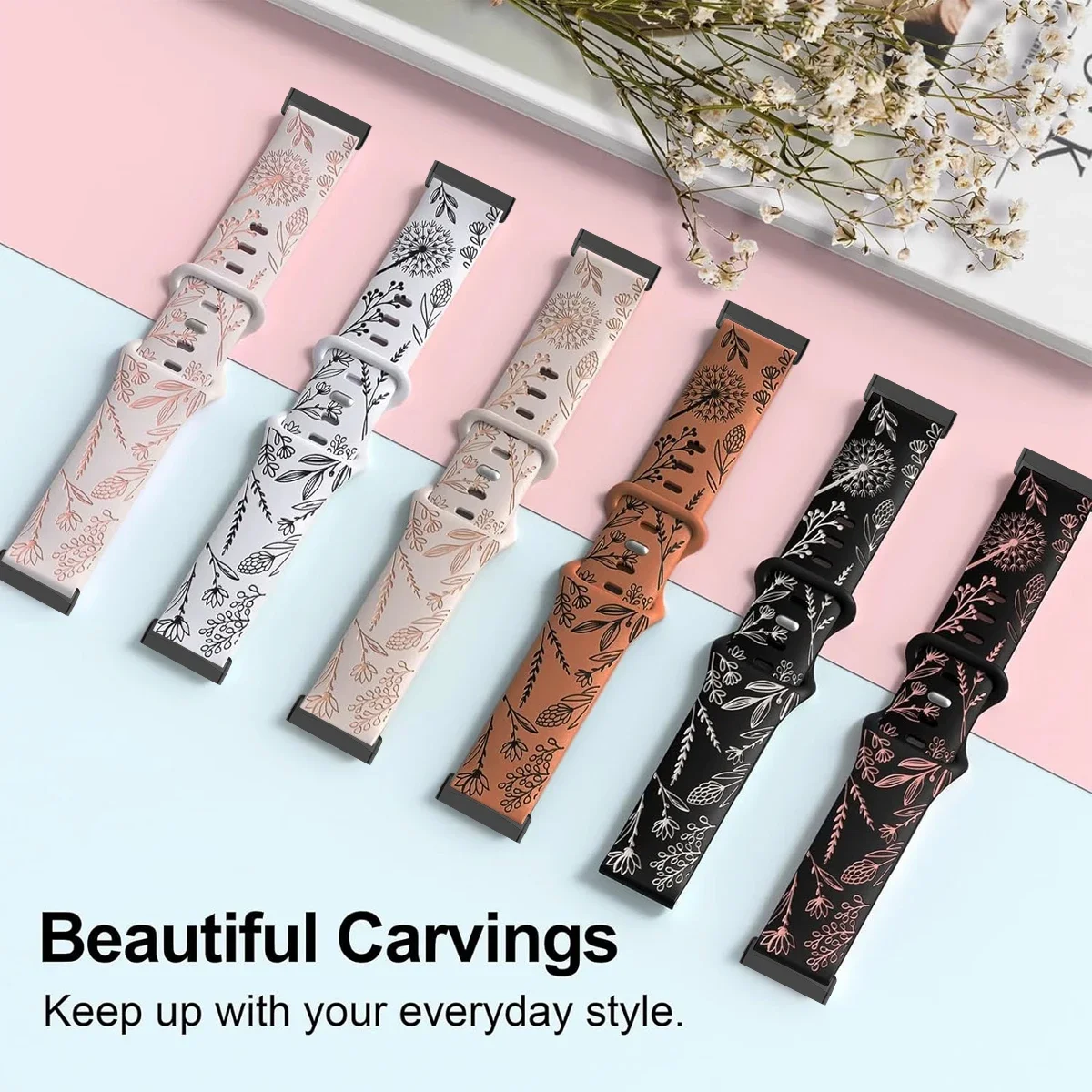 حزام سيليكون ناعم بلونين لساعة Fitbit Versa 4 3 2...