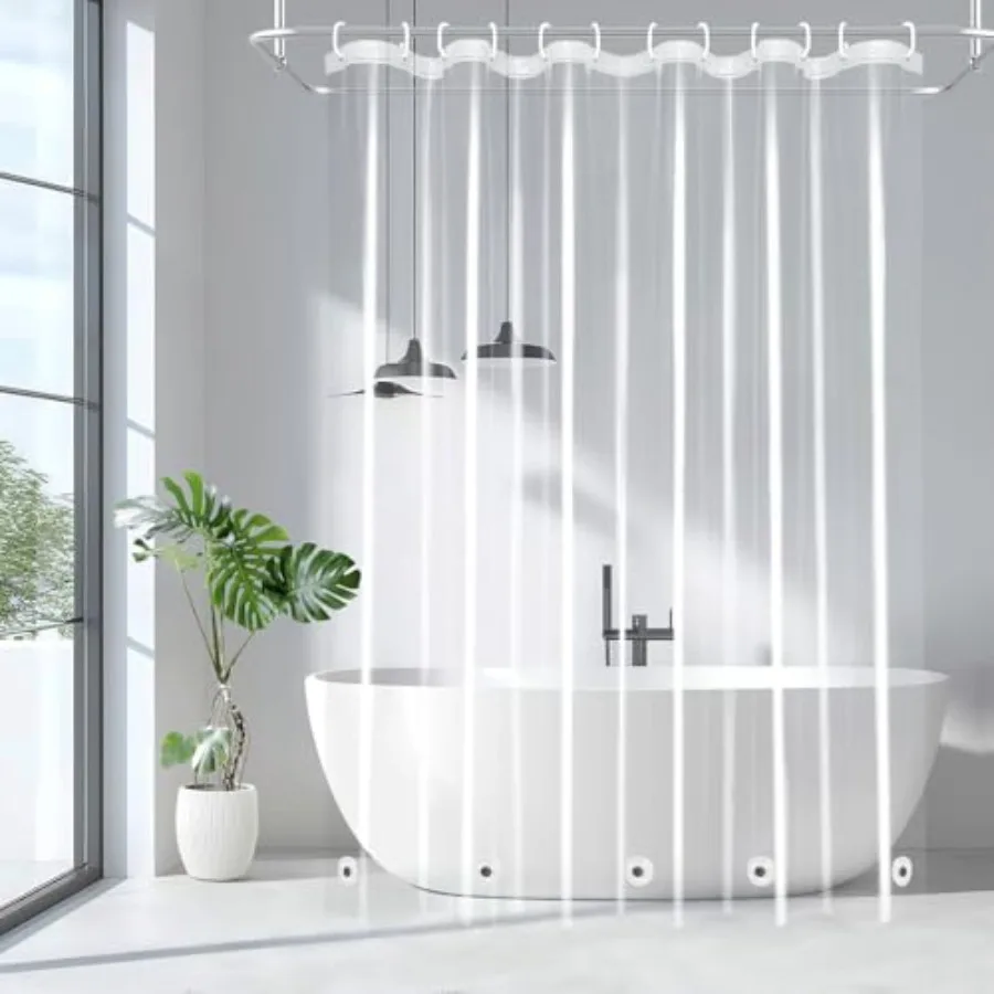 Heavy Duty Clear Shower Curtain Liner with Weights