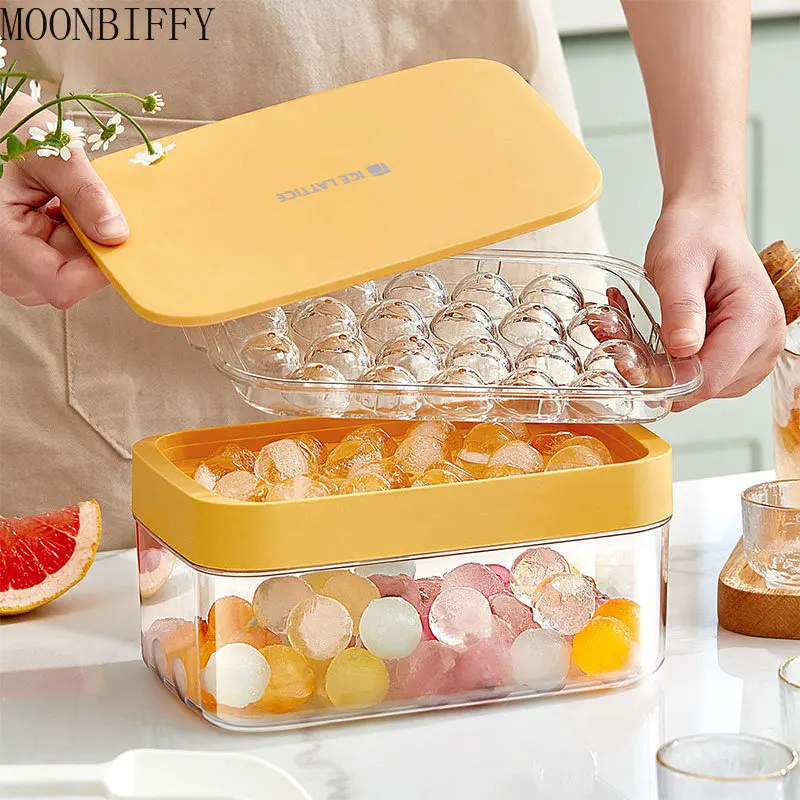 Round Ice Cube Tray with Storage Box Creative Quick Release Ice Cube Molds  Party Bar Kitchen Square Container Cold Drink Set