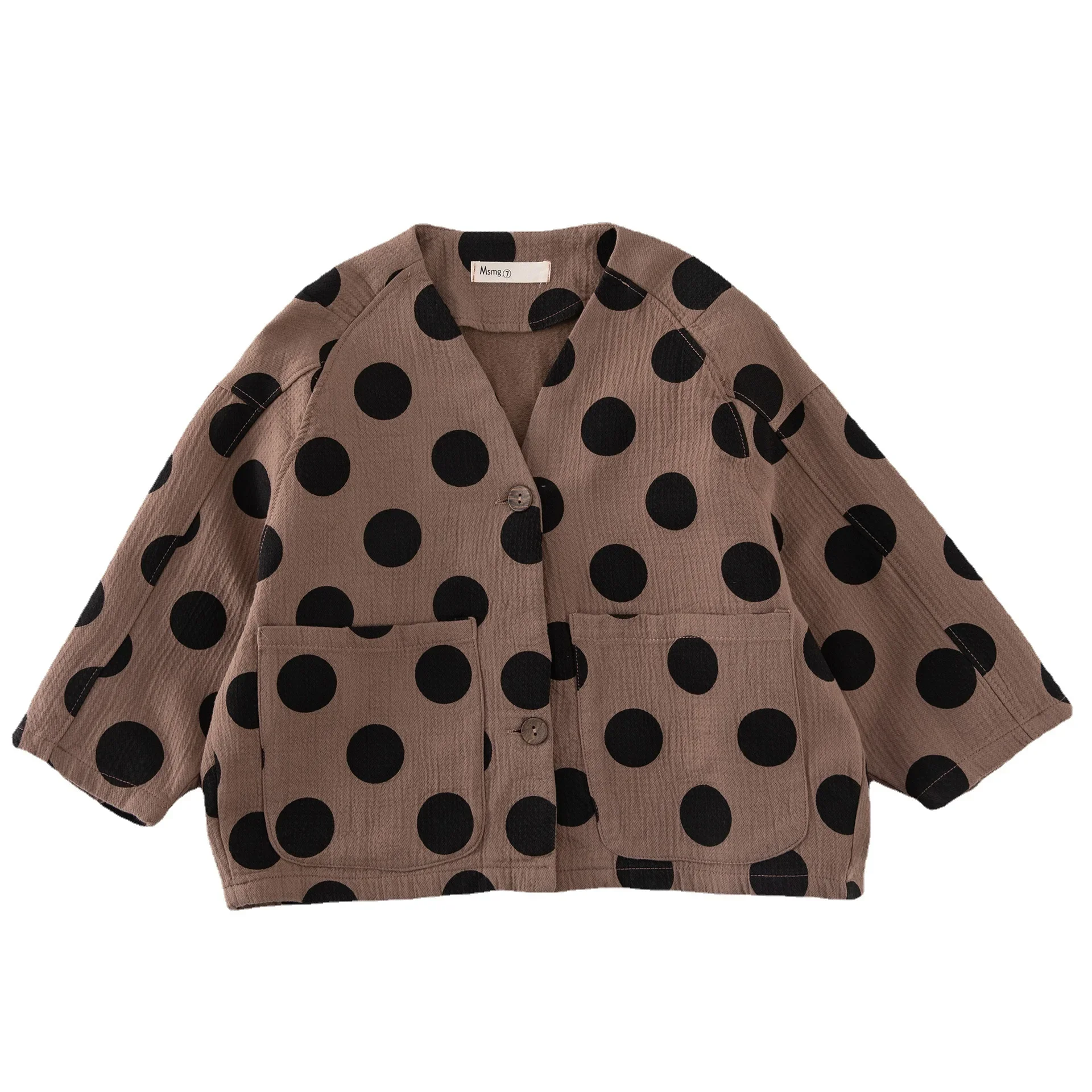 Spring korean style oversized dot long sleeve cardigans Boys casual loose cotton linen jackets coats