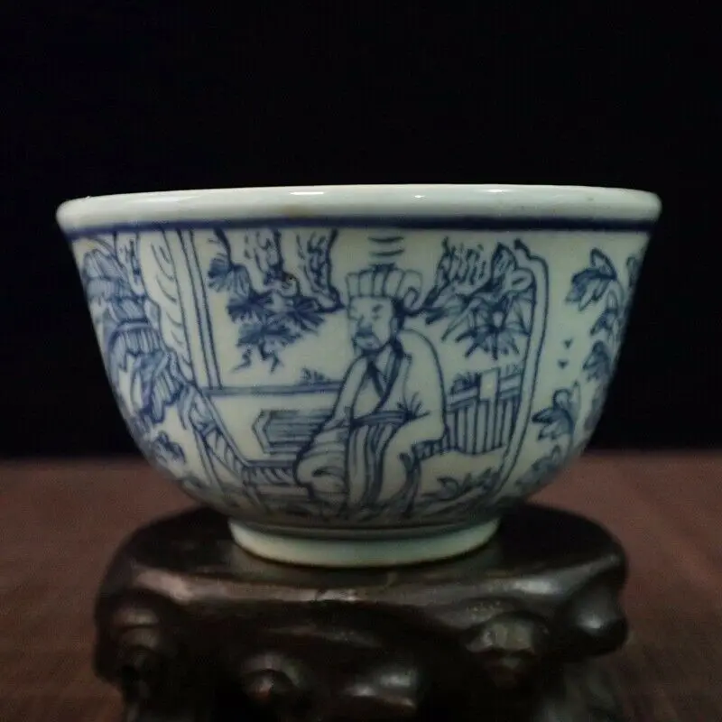 

Chinese Old Porcelain Blue and White Character Story Pattern Bowl