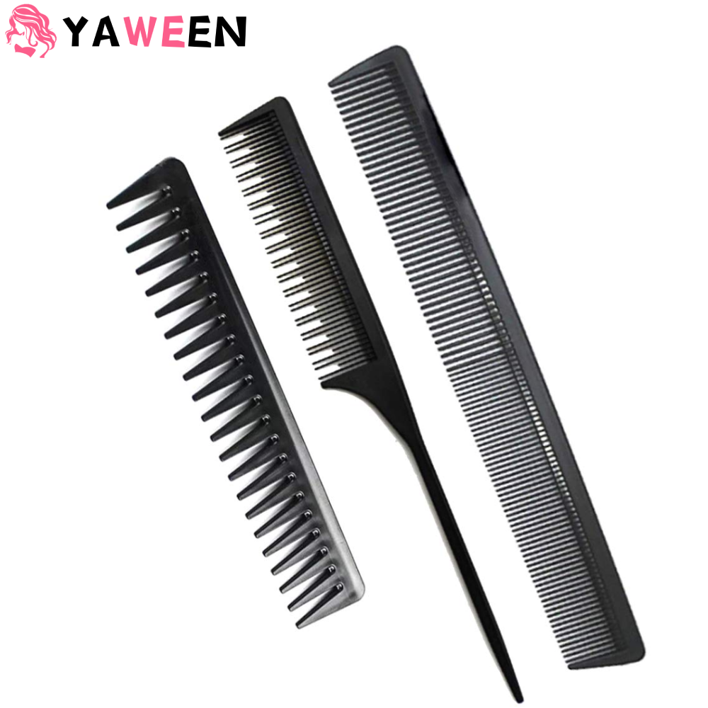 3 Pack Professional Cutting Comb Set, Fine and Wide Tooth Hair Barber Comb, Large Wide Tooth Detangling Comb For All Hair Types