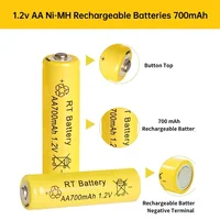 1-20PCS AA Battery 1.2V 700mAh Ni-MH AA Rechargeable Batteries for Garden Solar Lights Toys Watch MP3 Player 2