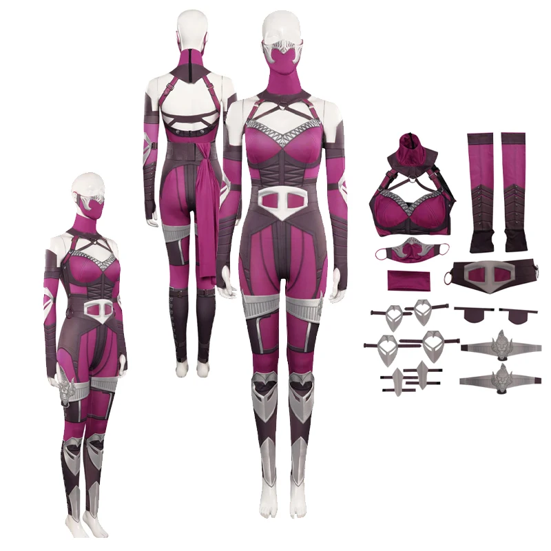 

Женский костюм для косплея Milenna, костюм для ролевых игр Mortal Cos Kombat, маска, топы, брюки, полный комплект, костюм для Хэллоуина, карнавала