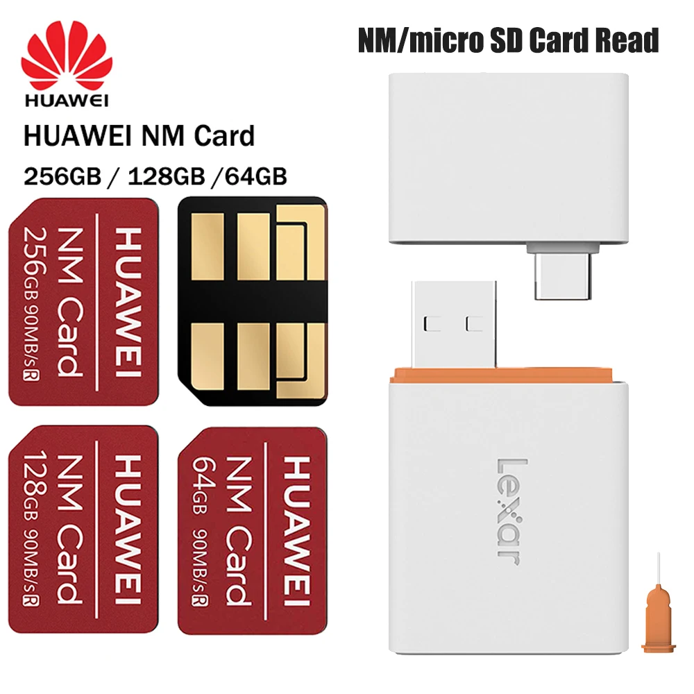 Huawei NM Card 256GB Nano Memory Card 90MB/s Apply Huawei P30/Pro Mate  20/X/Pro USB3.1 Gen 1 NM Card Reader Nano Memory Card