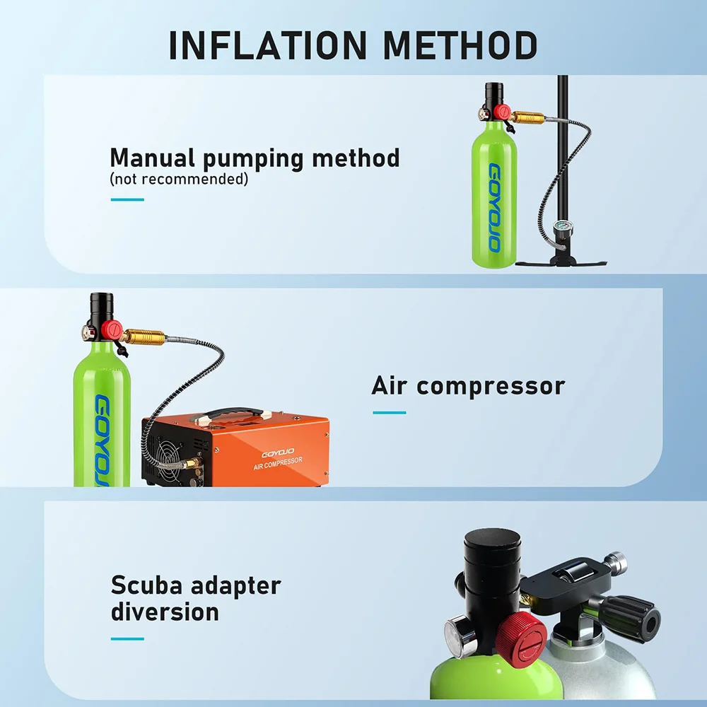 Scuba Diving Oxygen Tank 1L Cylinder Underwater Breather for with Breathing Valve Dive Fishing Underwater Photography C Set scuba cylinder tank