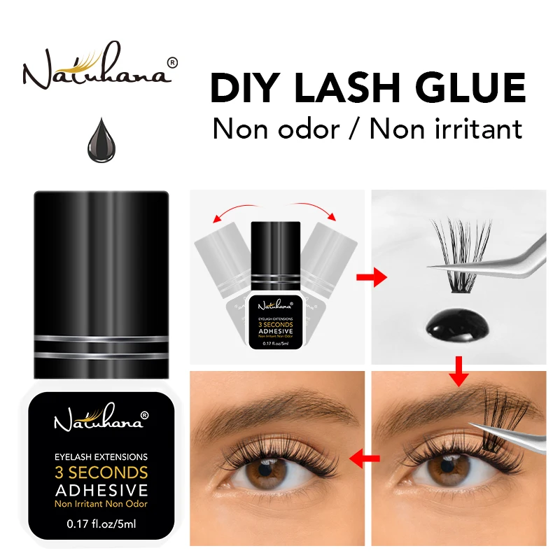 False Eyelash Glue NATUHANA Waterproof Eye Lash Cosmetic Tools Adhesive Clear-white Dark-Black Makeup Tools