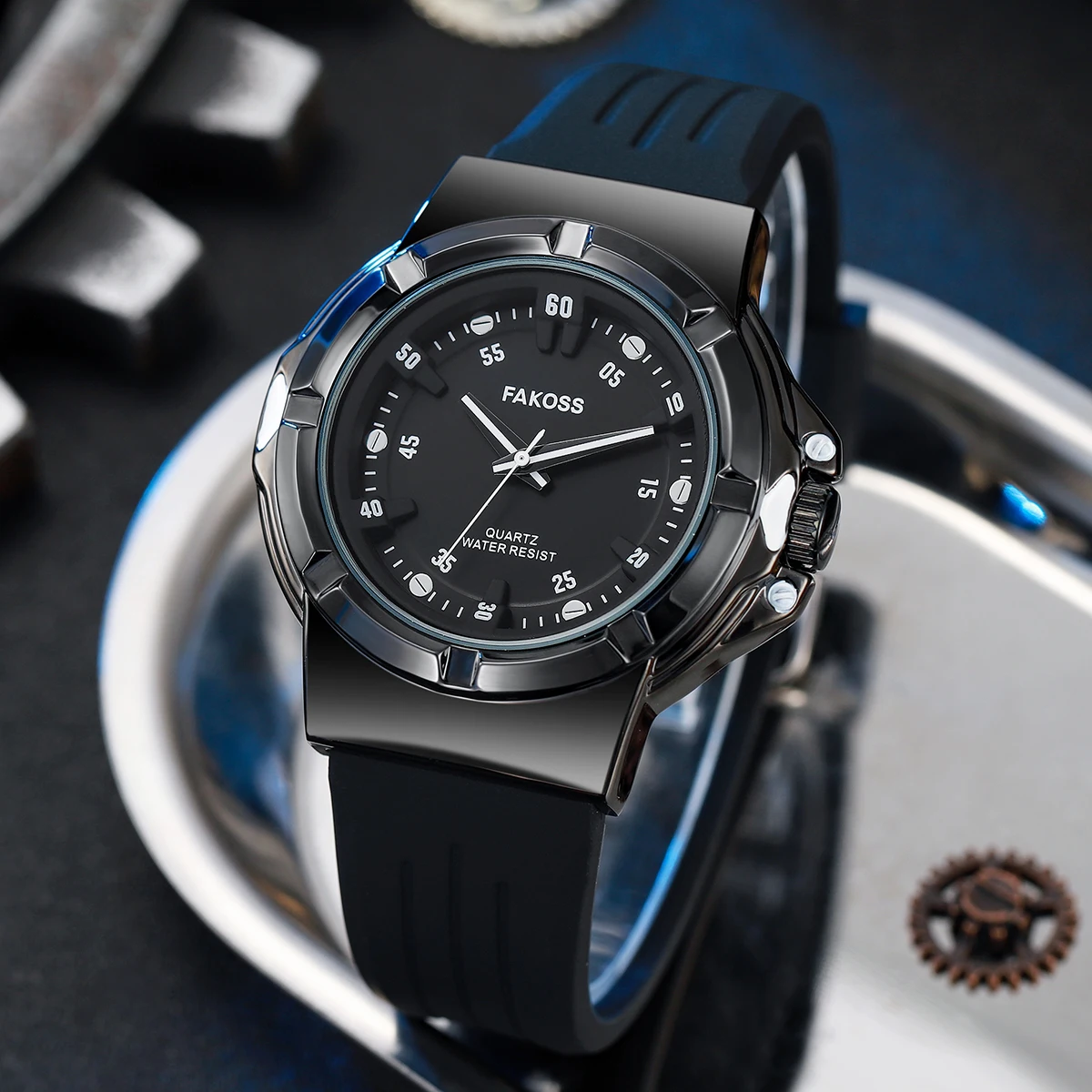 WWOOR New Fashion Men Watch Black Sports Silicone Watch For Men Quartz Clock Creative Waterproof Luxury Man Watches reloj hombre