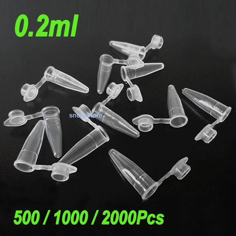 0.2ml Centrifuge Tube Test Tubes Transparent Plastic Tube Container Science Laboratory Test Accessories Lid ,100/500/1000Pc