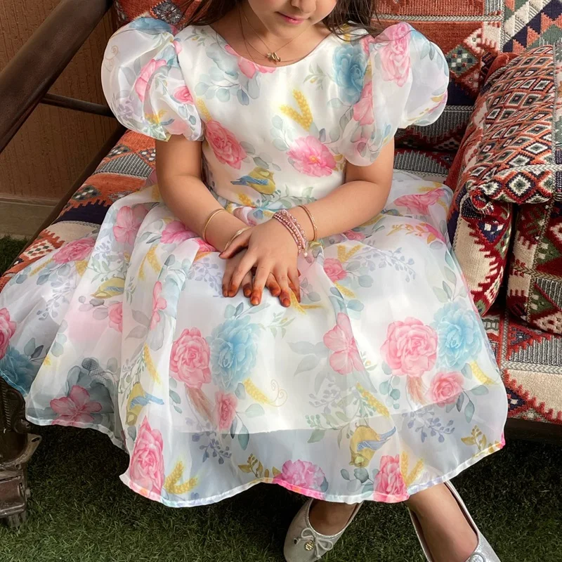 Girls Dress Princess Costume Fluffy Christmas Girls Princess Dress Flower New Year Baby Kids Wedding Party Prom Gown Tulle Elegant Summer Children Dresses