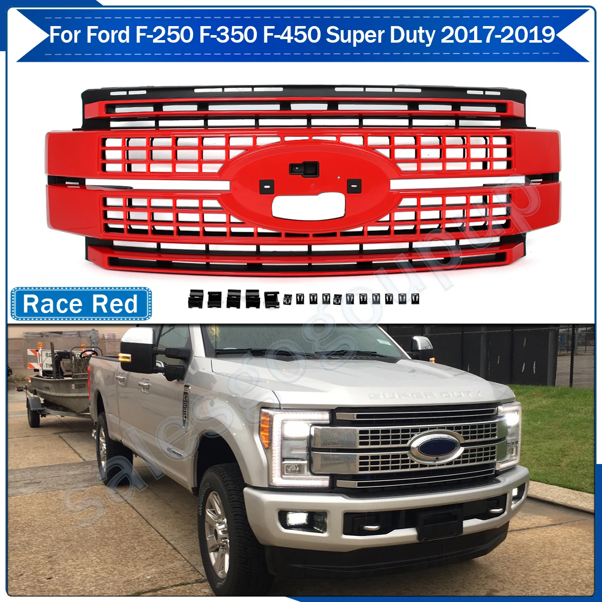 

Для 2017-2019 Ford F-250 F-350 F-450 супермощный Платиновый бампер Race Red