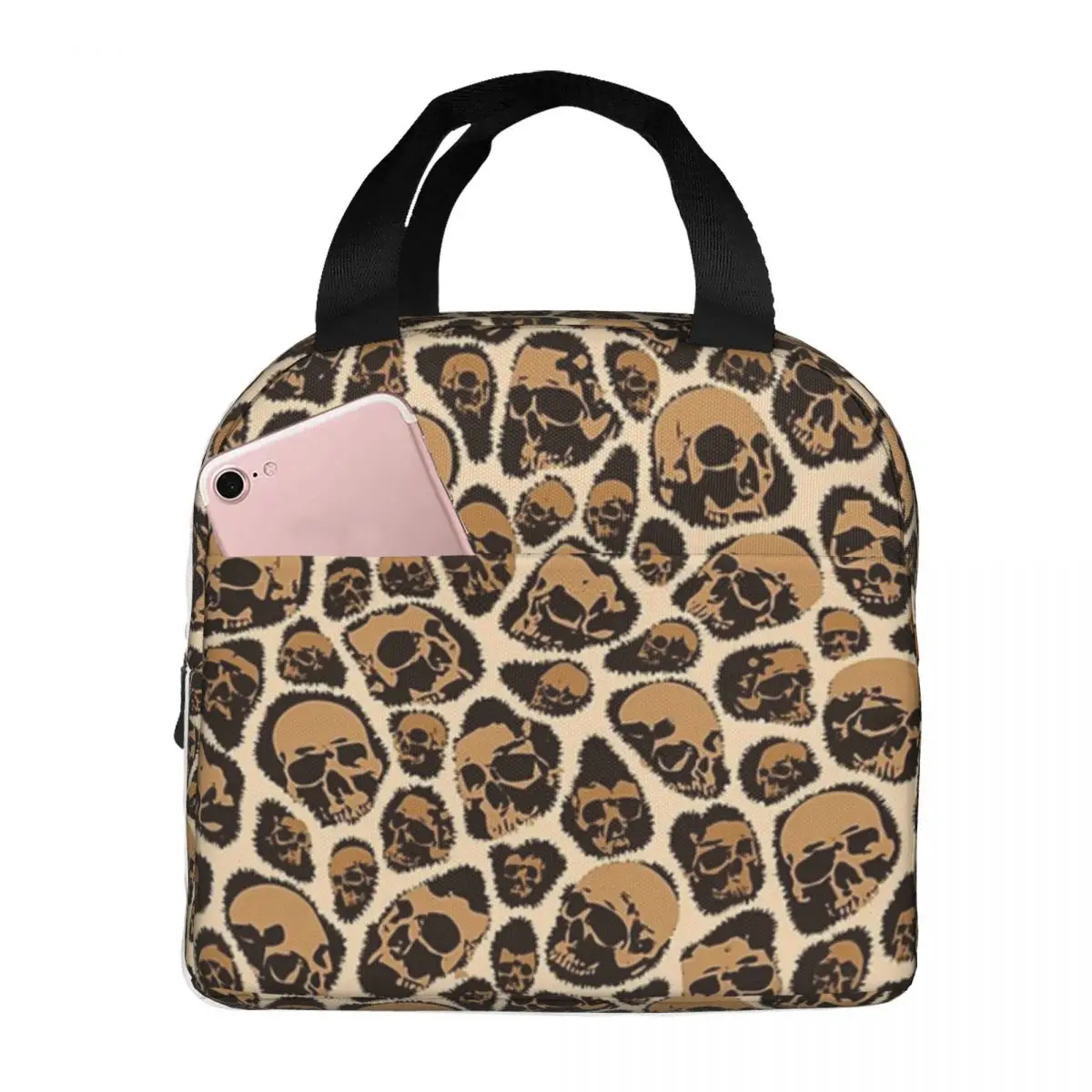 

Leopard Print Cheetah Gothic Skulls Animal Fur Pattern Insulated Lunch Bag Picnic Bag Cooler Lunch Box Lunch Tote for Woman Work