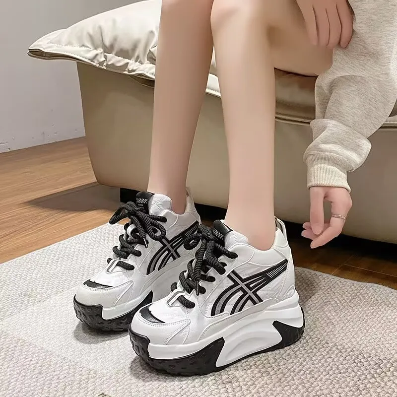 Platform Womens Vulcanized Shoes Breathable Women Sneakers Lace-up Ladies Casual Shoes Classic Chunky Women Shoes Tenis De Mujer