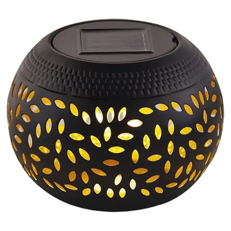 

Solar Table Lamp Metal Hollowed Out Design Lights Decorative LED Light Solar Simulated Flame Bow For Outside Desk Garden Decor
