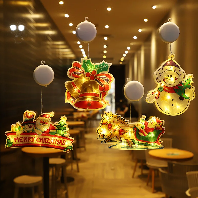 Christmas Lamp Window Hanging Lamp Christmas Decorative Shop Window Room Decoration LED Sucker Light Small Colored