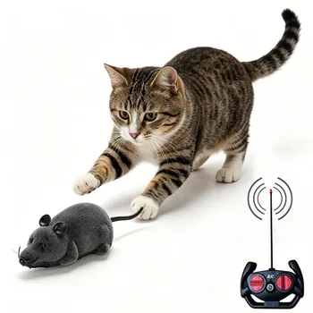 Giocattolo Interattivo per Gatti a Forma di Topo Robotico con Telecomando, Multicolore, Wireless, Elettrico, Accessori per Animali Domestici