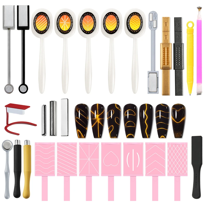 Easy Styling Cateye Nail Art Magnets Bar Heart Wave Fur Fireworks Iron Absorp Tool DIY Cat Eye Gel Polish Magnetic Force Tool magnetic nail art tools cat eye nail tool magnetic nail tools