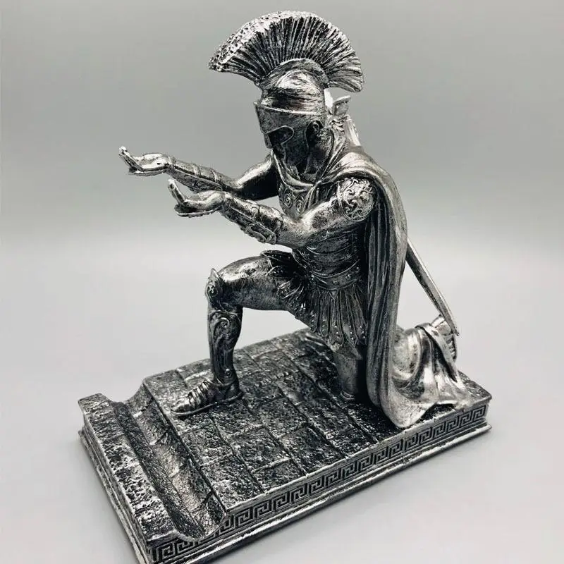 Executive Knight Pen Holder Helmet Bronze Statue Armor Roman Knight Kneeling Mobile Phone