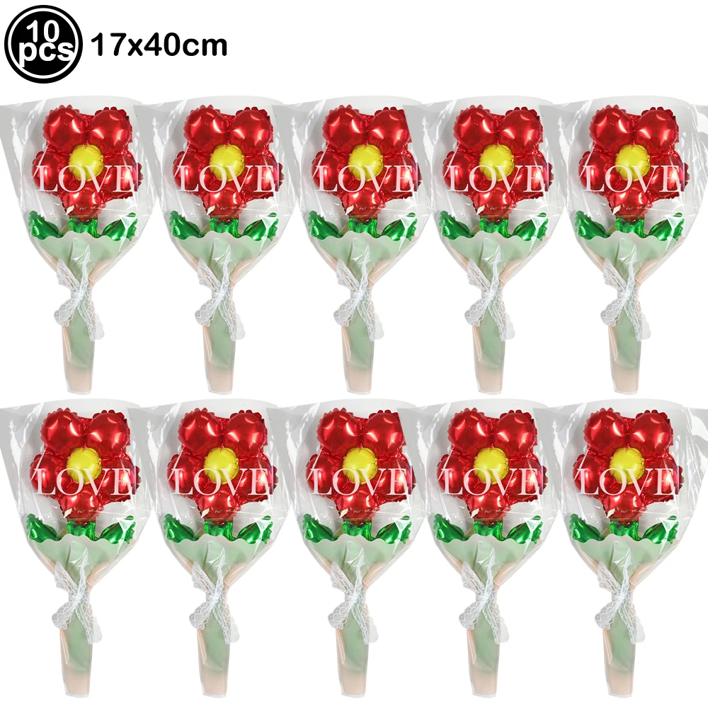 10 Stück Fünfblättrige Blumen-Ballons, Bunte Rosenförmige Ballons für Hochzeit, Geburtstag, Muttertag, Babyparty und Dekorationen – Detail 5
