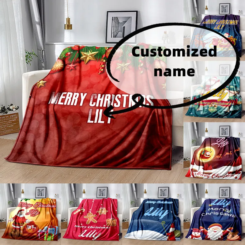 

Одеяло с рождественским именем на заказ, одеяло для пикника в подарок на Рождество, день рождения, новый год