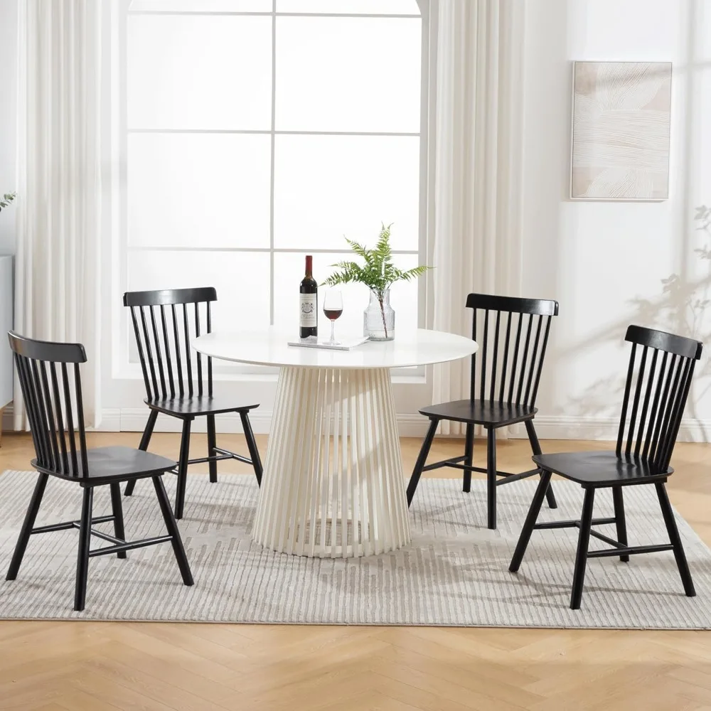 Windsor Dining Chairs Set of 6 Armless Dining Room Chair with Spindle Back,Farmhouse Side Chair,Solid Wood 4