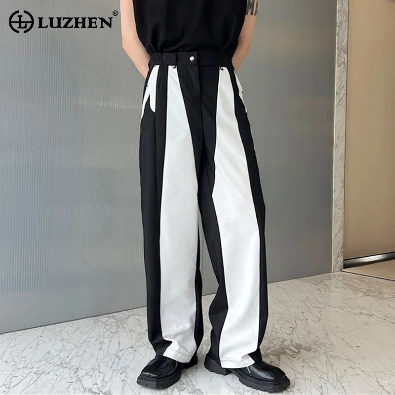 

LUZHEN 2024 Fashion Men's Casual Suit Pants Spring Trendy Elegant Contrast Color Loose Trousers Metal Rivet Free Shipping Bf3ba2