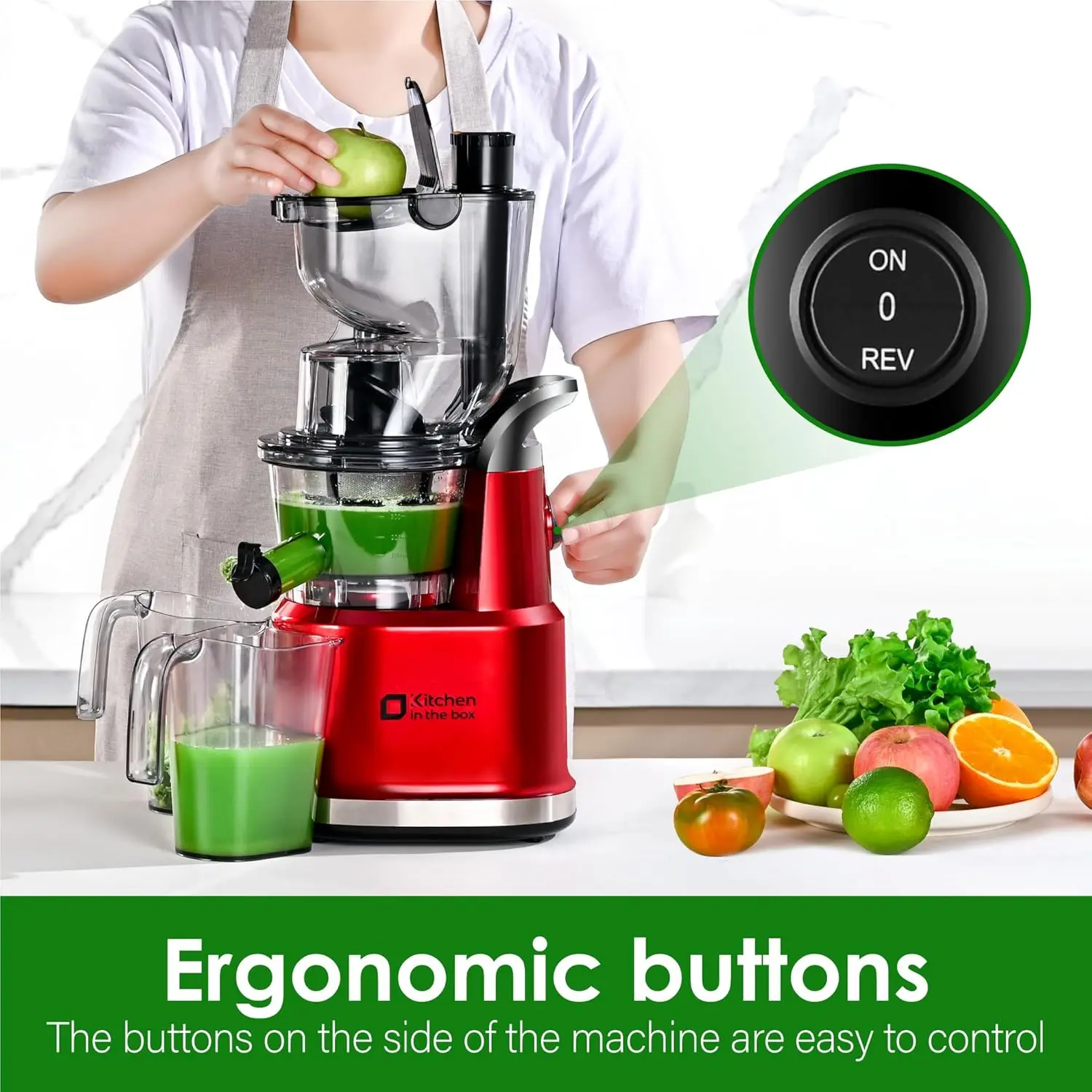 Slow Masticating Juicer Machine, With 3.26" Wide Feed Chute for Whole Fruits 3