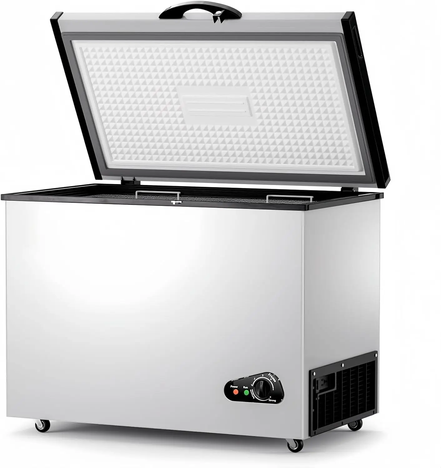10 Cu Ft Deep Freezer - Large Chest Freezer with Removable Basket and Adjustable Thermostat - Freestanding Top Open Door Compact 2