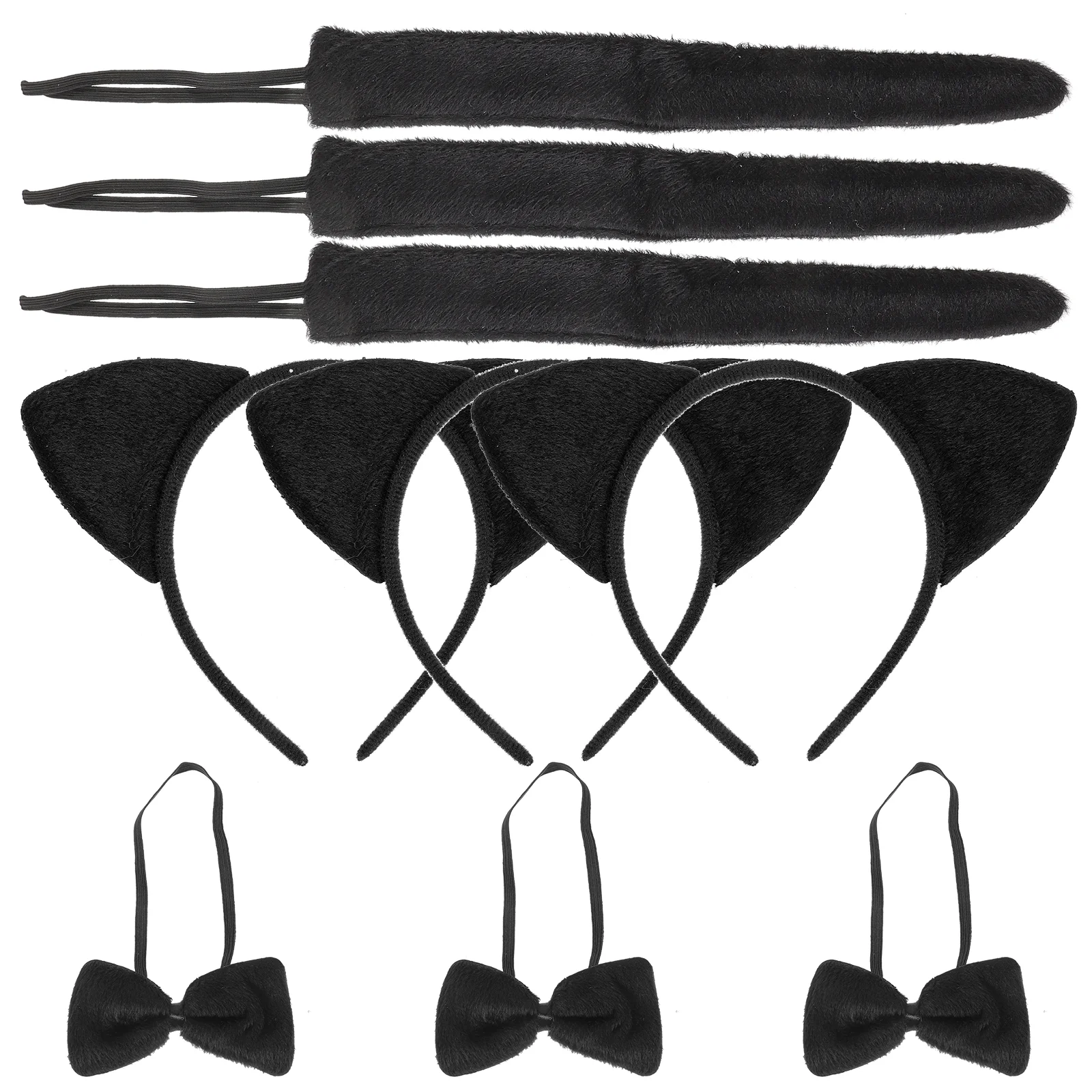 

3 Sets Cat Ears Headband Choker Tail Set Cosplay Animal Costume Accessories