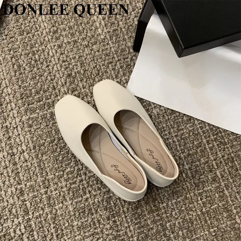 Flats Shoes Women Female Ballet Square Toe Flat Heels Brand Shoes