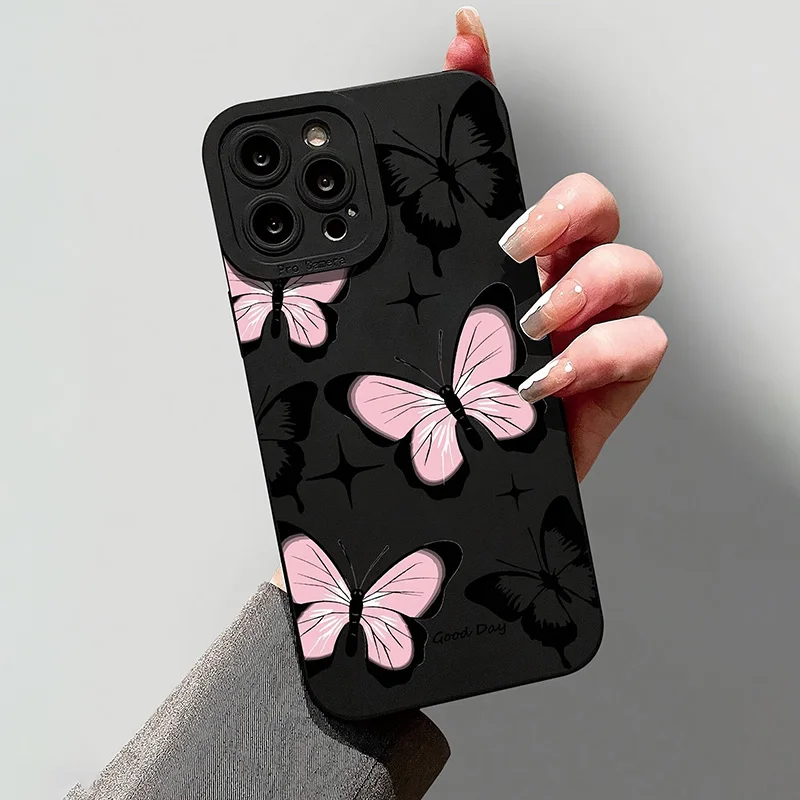 Elegant Black Butterfly Pattern Phone Case Cover