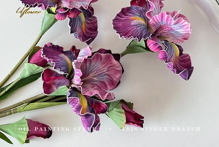 Uflower 45 cm künstliche Blume, Rosenstrauß, Iris, Alice, EVA-Gefühl, künstliche Blume, Hochzeit, Heimdekoration, rosa, weiße Kamelie, Blumen-Geschenk – Detail 14