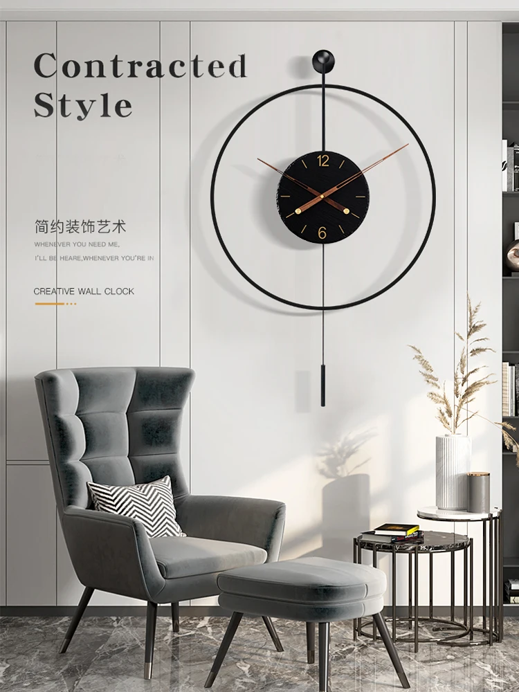 Simple light luxury wall clock art living room Italian clock high-end atmosphere creative wall watch 2024 new clock wall hanging