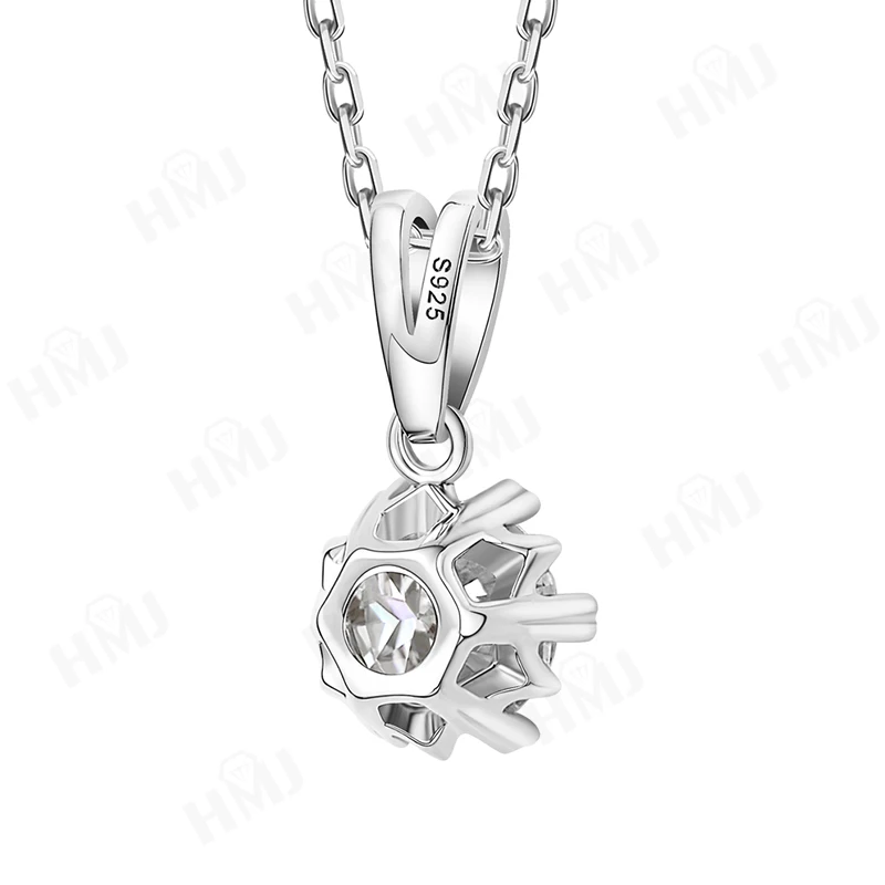 Moissanit-Halsketten, 925er Sterlingsilber, D-Farbe, runde Form, Krappenfassung, Geschenk zum Jahrestag, Erntedankfest, Hochzeit, elegant – Detail 29