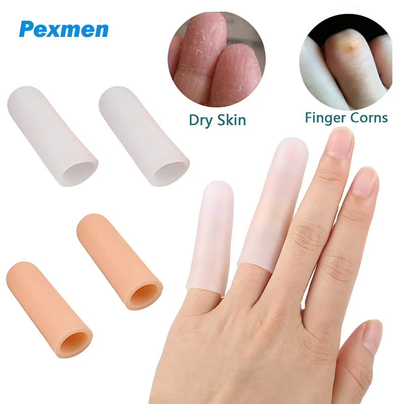 Pexmen 2Pcs Finger Cots, Gel Finger Protectors Finger Sleeves Support for Trigger Finger & Arthritis Corn and Callus Pain Relief pexmen 2pcs gel arch support sleeves for plantar fasciitis flat foot arch pain relief foot compression cushions for men
