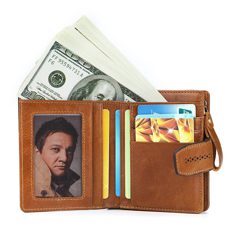 Women's RFID Blocking Leather Small Compact Bi-fold Zipper Pocket Wallet Card Case Purse with id Window 6
