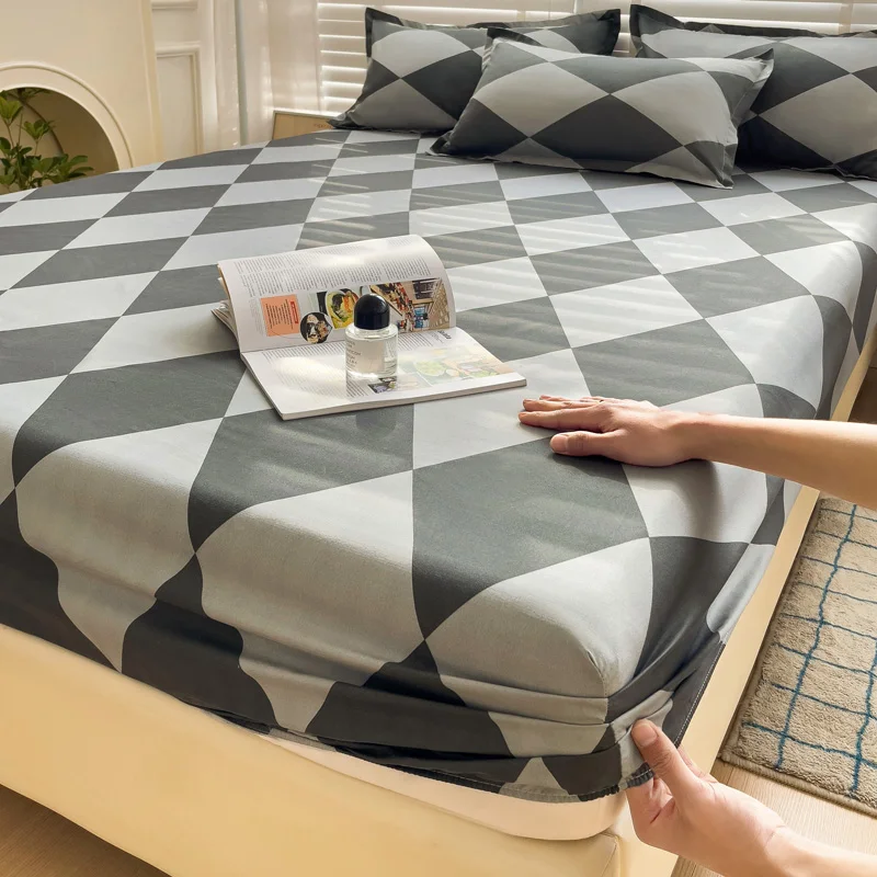 Polyester Cute Bear Bedding Fitted Sheet Elastic Band Around Mattress Cover Twin Full Queen King Bed Cover Protector Bedspread 4