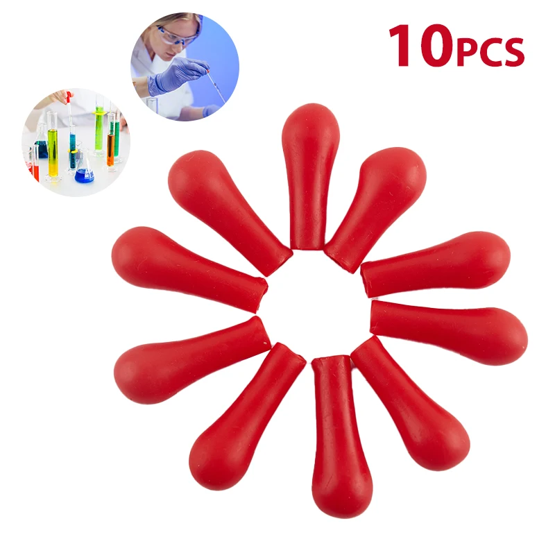 10-Piece Set of Red Rubber Bulb Droppers
