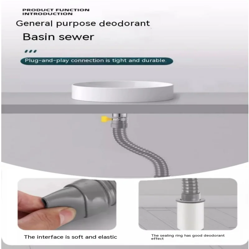 

Kitchen Sink Corrugated Plastic Drain Pipe Accessories Washbasin Sink Drain Pipe Thickened Telescopic Anti-odor Drain Pipe Ing