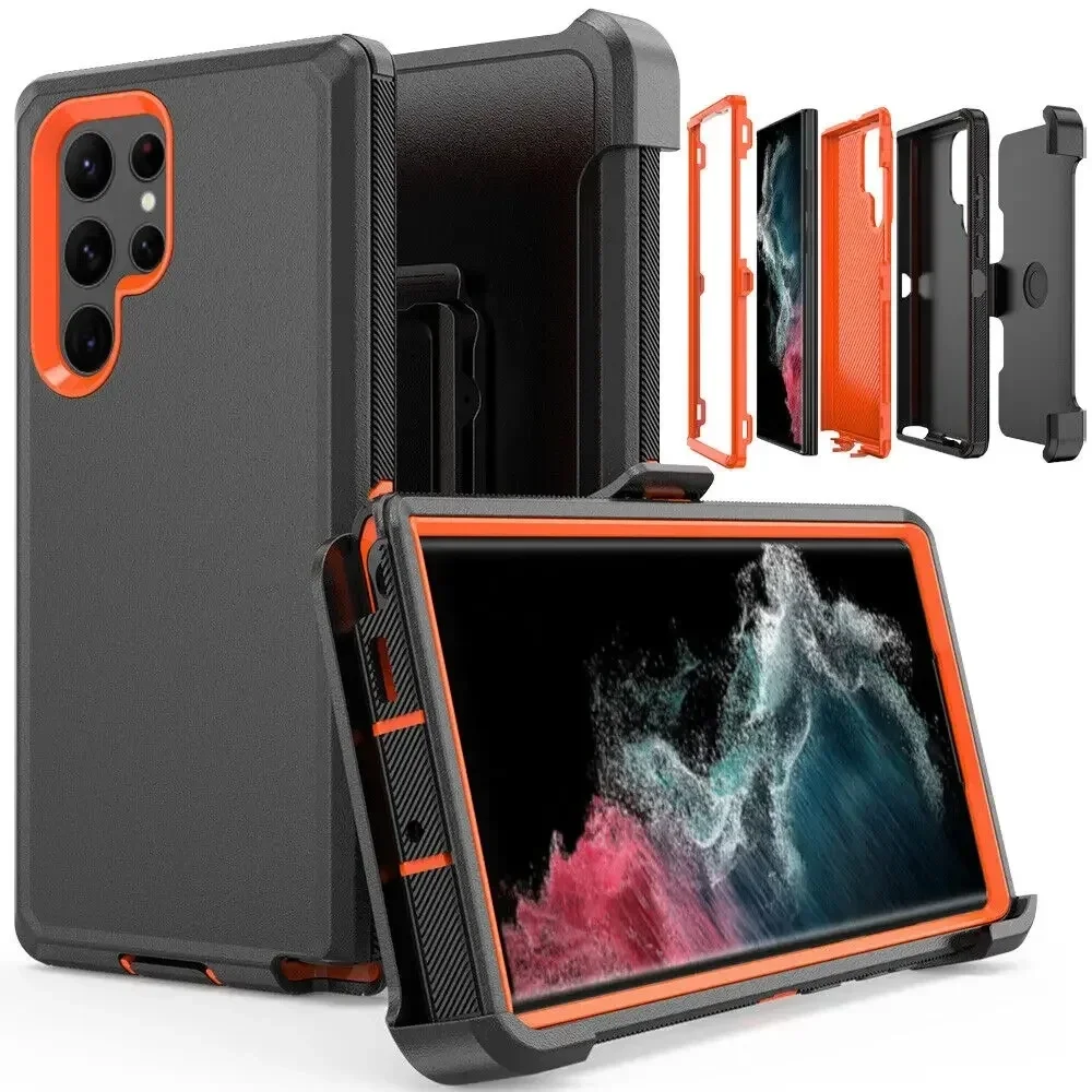 Armor Otter Hülle für Samsung Galaxy S26 S23 S22 S21 S20 S24 Ultra A17 A07 S25 Edge Heavy Duty stoßfest + Gürtelclip Box Case