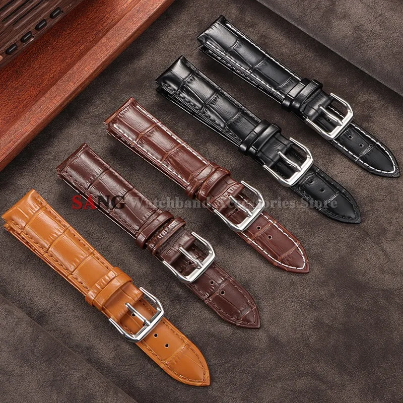 Premium Genuine Leather Watch Band - Elegant Business Bracelet in Black and Brown