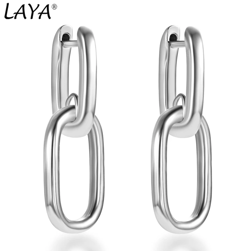 LAYA-Boucles d'oreilles pendantes en argent pur 925 pour femmes, simples et élégantes, oreille percée personnalisée, bijoux exquis, nouvelle tendance, 2023