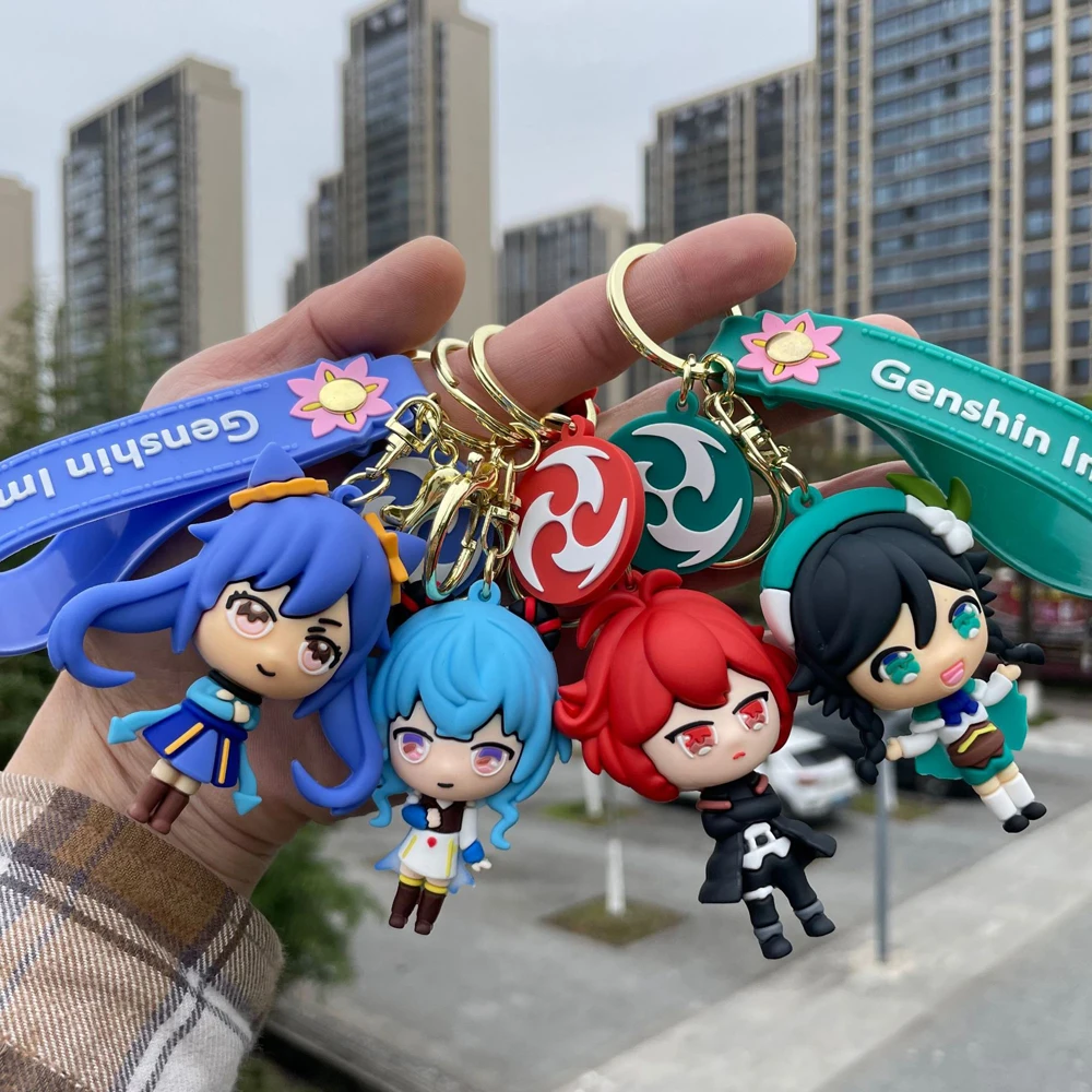 Anime Game Genshin Impact Cosplay PVC Doll Klee Lumine Amy Bell Bag Pendant Car Keychain Accessories Keyring Birthday Gifts 3