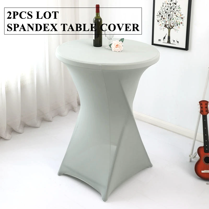 

2pcs Lot Spandex Cocktail Table Cover Lycra Tablecloth For Wedding Event Party Banquet Decoration