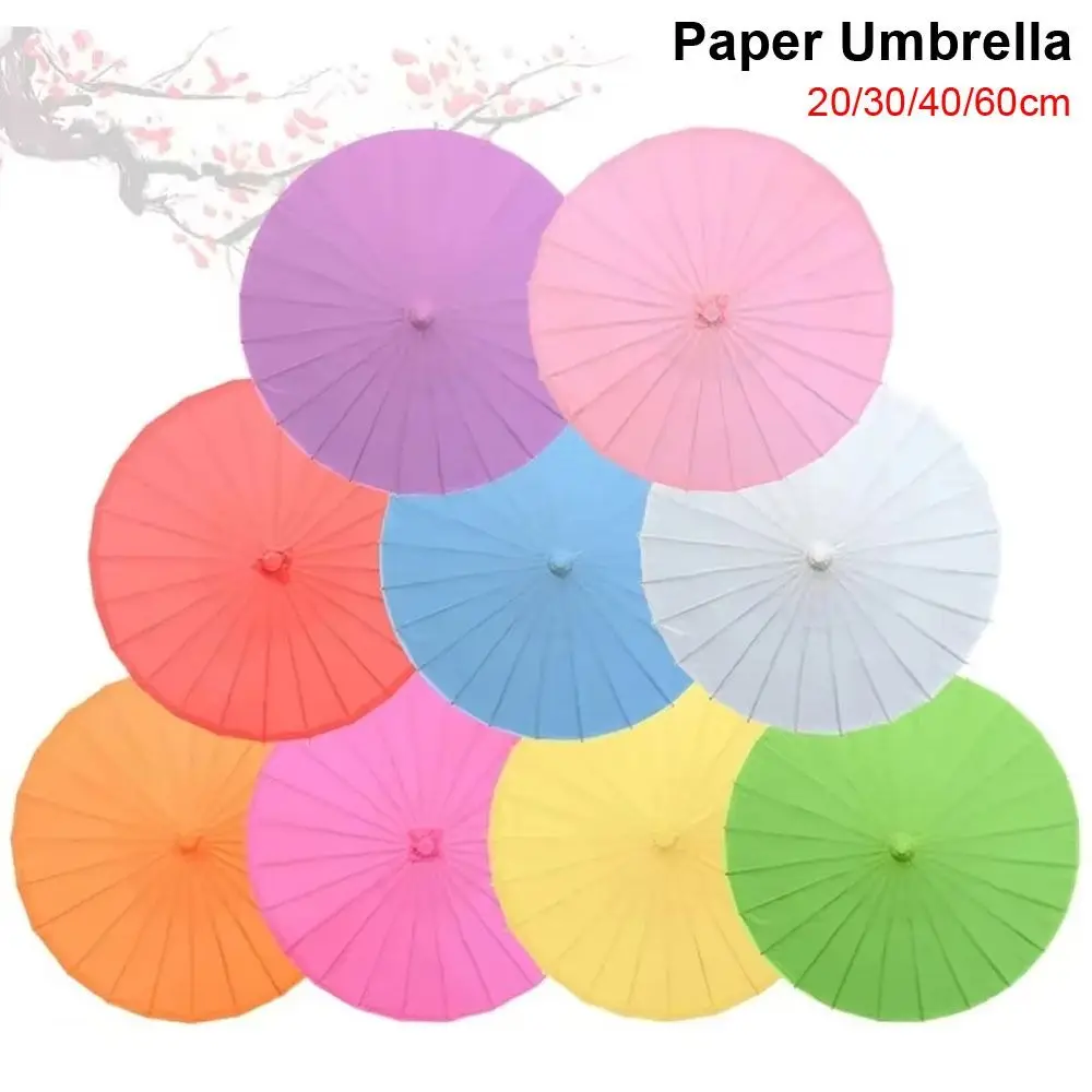 1Pcs 20/30/40/60cm Papier Regenschirm Farbige DIY Handgemachte Malerei Liefert Lange-griff leere Fotografie Prop