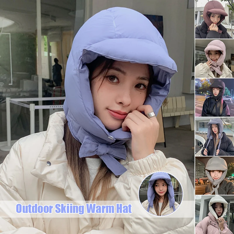 

Fashion Retro Ear Protection Ski Hats Down Cotton Velvet Padded Hat Men Women Winter Outdoor Riding Skiing Warm Bomber Hat